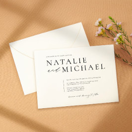 Einfache Minimal Schwarz/Weiß Moderne Square Hochz Einladung