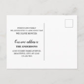 Einfache Minimal Schwarz Wir haben neue Zuhause-Mo Ankündigungspostkarte (Rückseite)