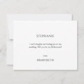 Einfache Minimal Script Brautjungfer-Vorschlagskar (Rückseite)