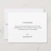 Einfache Minimal Script Bridesmaid Danke Karte (Rückseite)