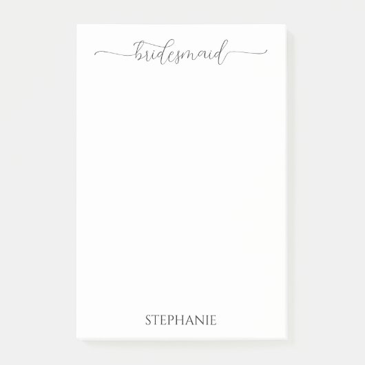 Einfache Minimal Script Bridesmaid Geschenk Post-it Klebezettel (Vorderseite)