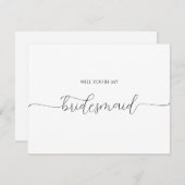 Einfache Minimal Script Bridesmaid Vorschlagskarte (Vorne/Hinten)