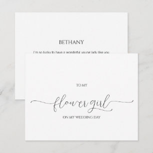 Einfache Minimal Script Flower Girl Danke Karte