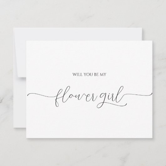 Einfache Minimal Script Flower Girl Vorschlag Card (Vorderseite)