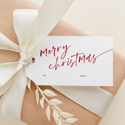 Einfache Minimal Script frohe Weihnachten Geschenkanhänger