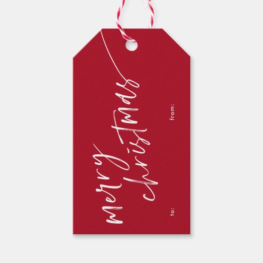 Einfache Minimal Script frohe Weihnachten Geschenkanhänger (Vorderseite)