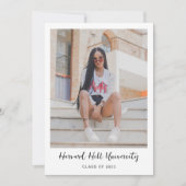 Einfache Minimal-Script-Graduierungspartei Einladung (Vorderseite)