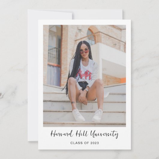 Einfache Minimal-Script-Graduierungspartei Einladung (Vorderseite)