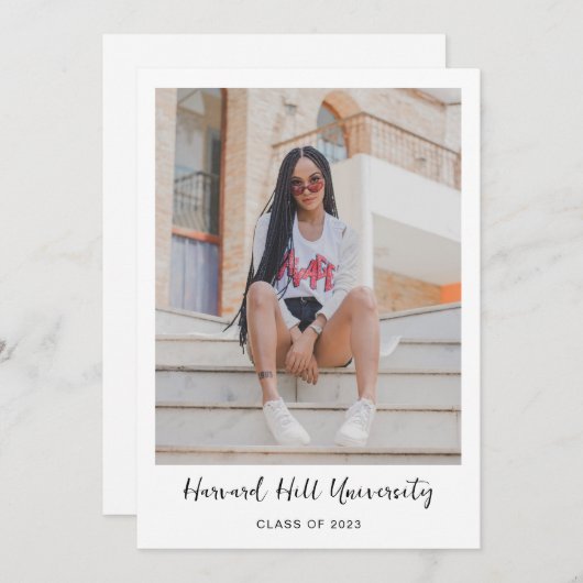 Einfache Minimal-Script-Graduierungspartei Einladung (Vorne/Hinten)