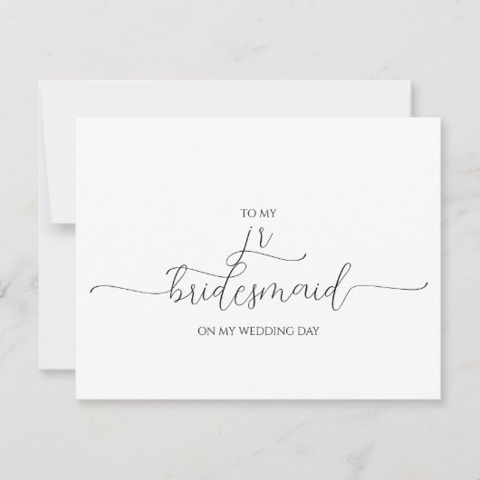 Einfache Minimal Script Jr Bridesmaid Dankeschön K Einladung (Vorderseite)