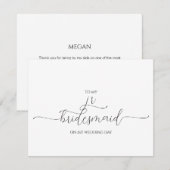 Einfache Minimal Script Jr Bridesmaid Dankeschön K Einladung (Vorne/Hinten)