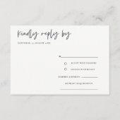 Einfache Minimal-Script-Kalligrafie-Hochzeit RSVP Begleitkarte (Vorderseite)