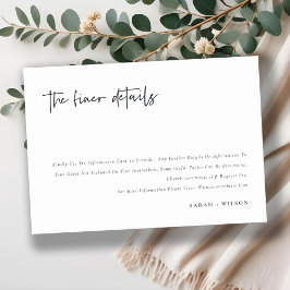 Einfache Minimal-Script-Kalligrafie-Hochzeitdetail Begleitkarte