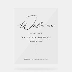 Einfache Minimal Script Moderne Hochzeit Willkomme Acrylschild