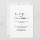 Einfache Minimal-Script Schwarz-Weiß-Foto-Hochzeit Einladung (Vorderseite)