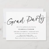 Einfache Minimal-Script-Schwarz-weiß-Graduierungsp Einladung (Vorderseite)