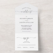 Einfache Minimal-Script Schwarz & Weiß Hochzeit All In One Einladung (Innen Boden)
