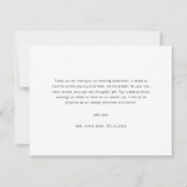 Einfache Minimal-Script Schwarz & Weiß Hochzeit Dankeskarte (Rückseite)