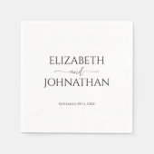 Einfache Minimal-Script Schwarz & Weiß Hochzeit Serviette (Vorderseite)