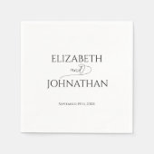 Einfache Minimal-Script Schwarz & Weiß Hochzeit Serviette (Vorderseite)