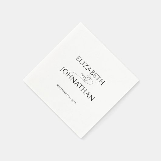 Einfache Minimal-Script Schwarz & Weiß Hochzeit Serviette (Ecke)