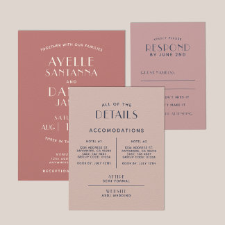 Einfache Minimal-Sepia-Rose - Hochzeitsdetails Begleitkarte