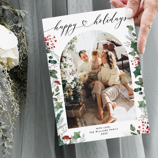 Einfache Minimal Single Foto Familie Feiertagskarte