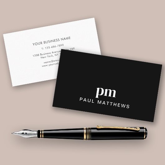 Einfache Minimal Sleek Black Business Card Visitenkarte