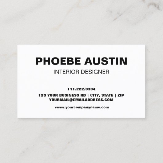 Einfache Minimal Stilvolle Trendwald Schwarz Visitenkarte (Rückseite)