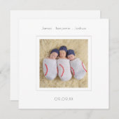 Einfache Minimal Triplets Foto Geburtsankündigung (Vorne/Hinten)