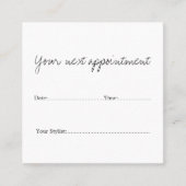 Einfache Minimal Weißer Schönheitssalon Eintrittsk Terminkarte (Vorderseite)