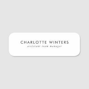 Einfache Minimal White Moderner Beruflicher Mitarb Namensschild