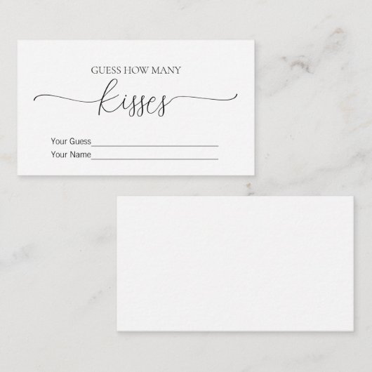 Einfache Minimal wie viele Kisses Brautparty Game Begleitkarte (Vorne/Hinten)