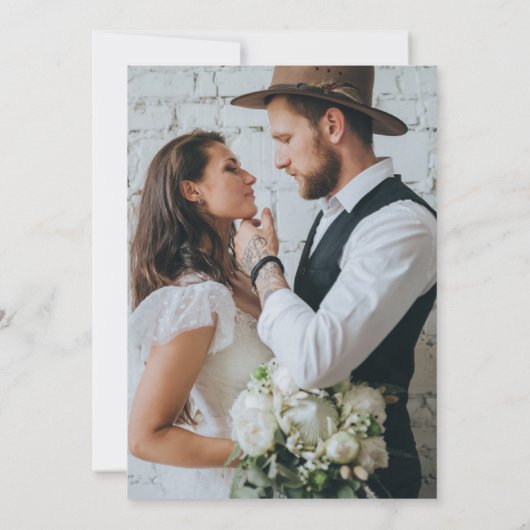 Einfache Minimal-Zwei-Foto-Hochzeit Save The Date (Rückseite)