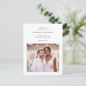 Einfache Minimal-Zwei-Foto-Hochzeit speichern Sie  Postkarte (Stehend Vorderseite)