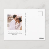 Einfache Minimal-Zwei-Foto-Hochzeit speichern Sie  Postkarte (Rückseite)