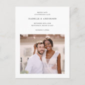 Einfache Minimal-Zwei-Foto-Hochzeit speichern Sie  Postkarte (Vorderseite)