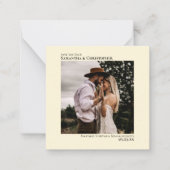 Einfache Minimalcreme Hochzeit Sichern Sie das Dat Mitteilungskarte (Vorderseite)