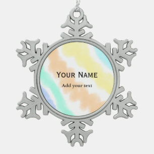 Einfache minimale Aquarellfarbe Pink gelb Name Schneeflocken Zinn-Ornament