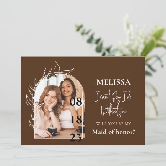 Einfache minimale Arch Bridesmaid-Vorschlagskarte Einladung (Stehend Vorderseite)