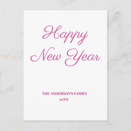 Einfache minimale Aufnahme des Textes im neuen Jah Postkarte (Vorderseite)