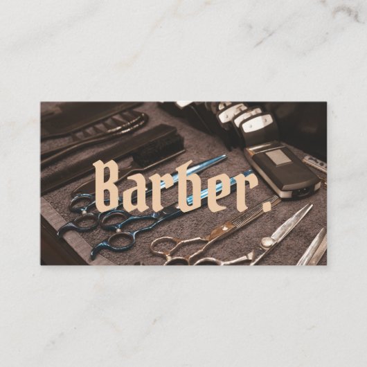 Einfache Minimale Barber Foto Typografie Einzigart Visitenkarte (Vorderseite)