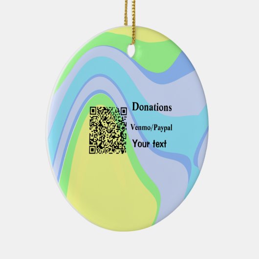Einfache minimale Barcode Spenden venmo paypal Keramik Ornament (Rechts)