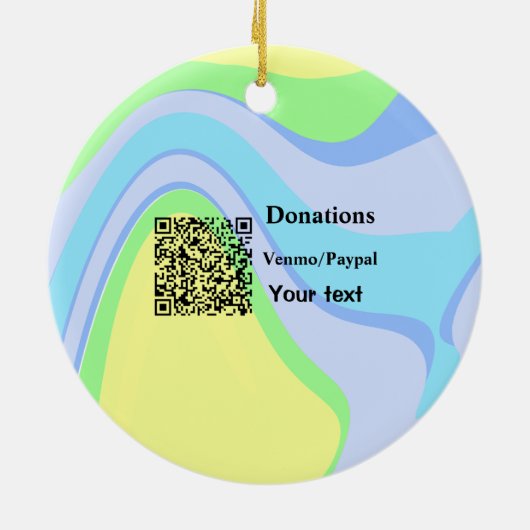Einfache minimale Barcode Spenden venmo paypal Keramik Ornament (Hinten)