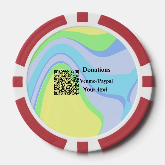 Einfache minimale Barcode Spenden venmo paypal Pokerchips (Vorderseite)