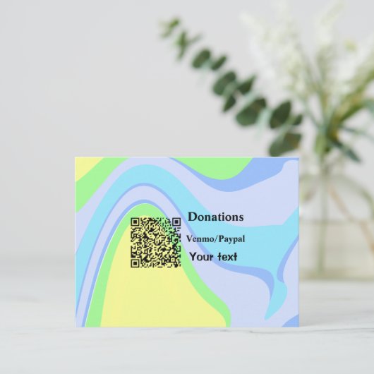 Einfache minimale Barcode Spenden venmo paypal Postkarte (Stehend Vorderseite)