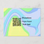 Einfache minimale Barcode Spenden venmo paypal Postkarte (Vorderseite)