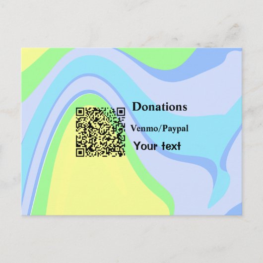 Einfache minimale Barcode Spenden venmo paypal Postkarte (Vorderseite)