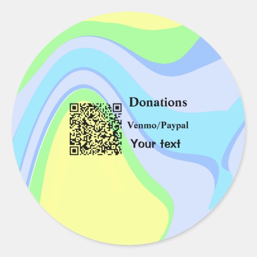 Einfache minimale Barcode Spenden venmo paypal Runder Aufkleber (Vorderseite)