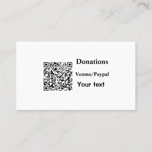 Einfache minimale Barcode Spenden venmo paypal  Visitenkarte (Rückseite)